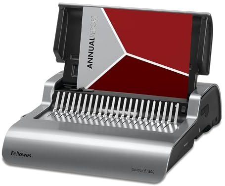 Fellowes 5216901 Quasar 500 Electric Comb Binding System, 16 7/8 x 15 3/8 x 5 1/8, Metallic Gray, Alloy Steel