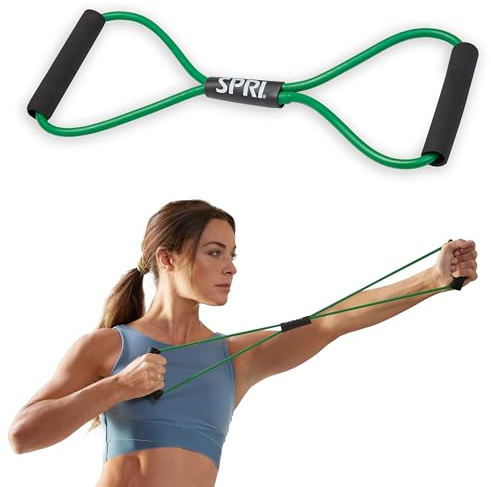SPRI Ultra Toner Resistance Band Figure 8 Exercise Cord, Green, Light