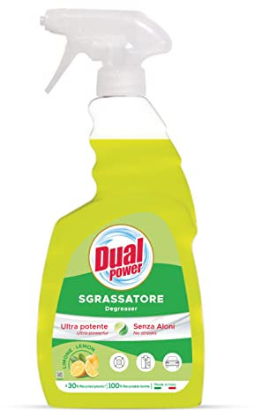 Dual Power, Sgrassatore Ultra Potente al Limone, Contro lo Sporco Ostinato, Rimuove Efficacemente Grasso, Olio e Residui Carbonizzati, non Lascia Aloni, Made in Italy, Confezione 750 ml