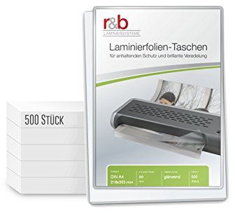 500 Stück PREMIUM Qualitäts Heiß-Laminierfolien aus BESTER Verarbeitung A4 (216 x 303 mm) in 2x 80 MIC, OHNE WASSERZEICHEN - Für Dokumente, Fotos oder Karten – Wasserfest, unzerreißbar in Glänzend