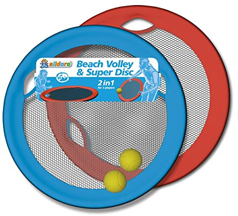 alldoro 60040 Beach Volley & Super Disc, 4 tlg. Set, Strand-Volleyball Wurfscheiben, Ø 50 cm, bunt für Kinder Erwachsene