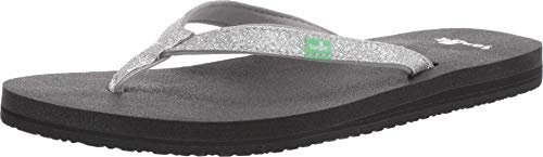 Sanuk Damen Yoga Joy Sparkle Flipflop, Silberfarbenes Glitzer, 43 EU