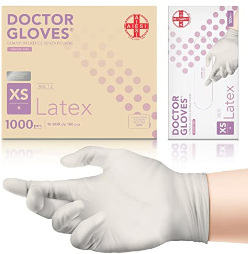 AIESI® Engångshandskar i latex utan puder XS (1000 stycken) för medicinskt bruk DOCTOR GLOVES