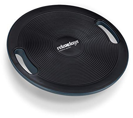 Relaxdays Unisex Erwachsene Relaxdays Balance Board rutschfeste Oberfl che seitliche Griffe Wackelbrett Gleichgewichtstraini, schwarz, 1 St ck EU