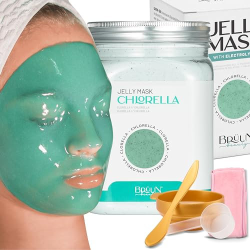BRÜUN - Masque Peel Off Hydrogel Professionnel Premium Modeling Chlorella Jar Gums Mask Masque en poudre Idéal pour les esthéticiennes Spa Skincare Hydro Face Mask