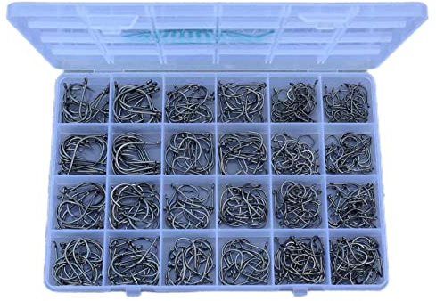 Freshwater Saltwater Fish Hooks Bulk Fishing Hooks Set Worm Catfish Hooks Fish Gear Equipment Supplies(400 PCS)