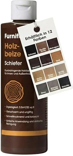 Furniture Clinic Wood Stain (Slate) – Fast Drying, Highly Concentrated, and Easy-to-Apply Wood Stain for All Indoor & Outdoor Wood – Water Based & Non-Toxic – 500ml
