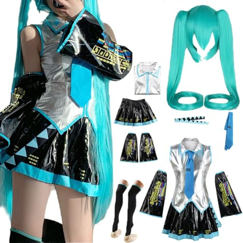 TFRVMA Costume Uniform Dress Outfit Full Set Women Party Suit With Wig, Black, XL