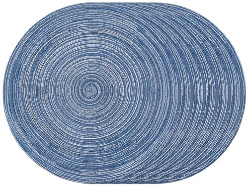 eQFeast Juego de 6 Salvamanteles Individuales Redondos Trenzados de 15 Pulgadas para Decoración Mesa, Bajoplatos de Mesa de Comedor, Cocina, Lavables, Antideslizantes (Azul, Paquete de 6)