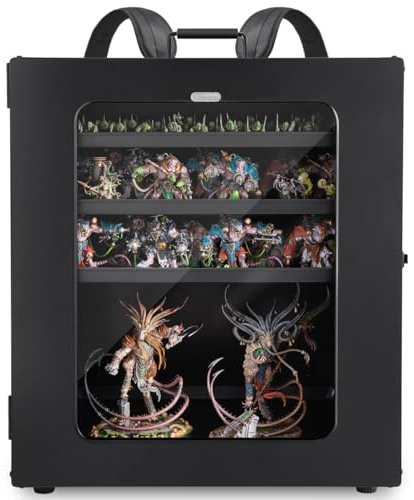 Miniature Storage & Transport Case - Shoulder Straps, Stackable (5pc Tray), Easy for Warhammer 40K (Miniature Not Included, Large Size)