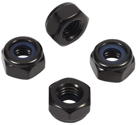 Ronoza DIN 985 Sechskantmuttern M4, 20 Stück Sicherungsmuttern 304 Edelstahl A2 V2A M4 Muttern, Selbstsichernde Muttern, Stoppmuttern(Schwarz)