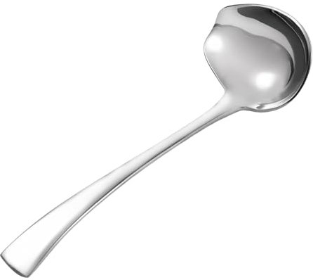 1 Pezzi Mestolo Salsa in Acciaio Inossidabile, Cucchiaio Sugo con Beccuccio Versatore, Mestolo Ovale Sughi Piccola Cucchiaia a Spruzzo Zuppe Salse Condimenti per Cucina Ristorante, Argento