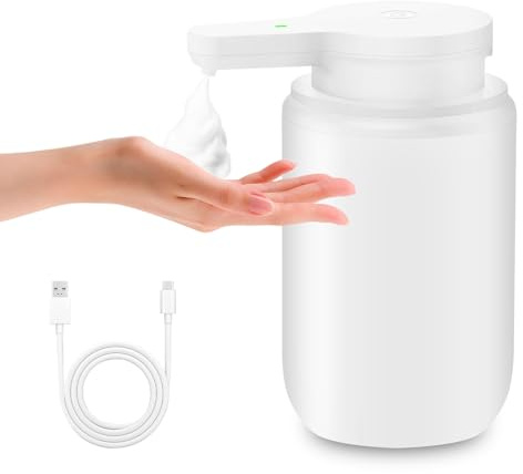 Mamiddle Seifenspender Automatisch mit Sensor Infrarot Seifenspender Elektrischer IPX5 Wasserdicht USB-C Aufladung für Küche & Bad (Weiß - Schaumtyp)