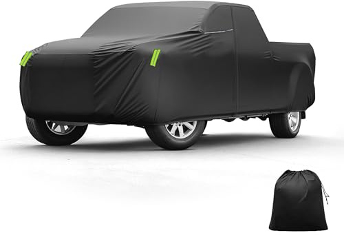 X AUTOHAUX Waterproof Truck Car Cover for Trucks Up to 200 Inches - All-Weather Protection, Anti-UV, Windproof, Left Side Zipper & Mirror Pockets Heavy Duty Outdoor Vehicle Cover