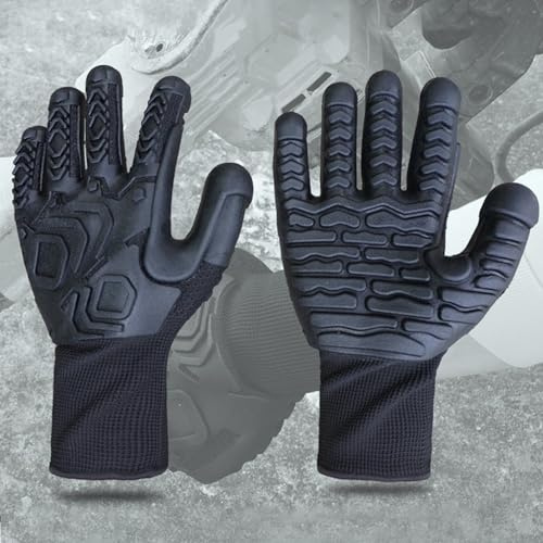 EMOVEGO Gants de travail de sécurité en TPE - Résistants - Anti-vibration - Anti-collision - Taille L - Noir