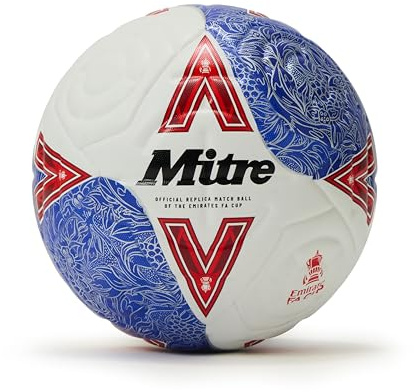 Mitre FA Cup Match 2526 Calcio per Unisex Adulto, Bianco/Blu/Rosso, 4