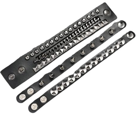 DIKJAK Punk Leather Bracelet with Rivet Studs - Unisex Hip Hop Cuff for Men Women, Edgy Streetwear Accessories, Zinc Alloy & PU Gothic Bracelets