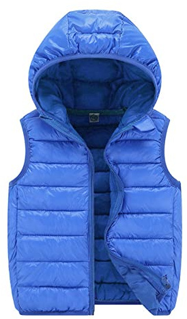 2025 - Niños Niños Pequeños Bebés Niños Sin Mangas Invierno Abrigos Sólidos Chaqueta con Capucha Chaleco Ropa Exterior Trajes Ropa Chaleco Advertencia para Niños 1 3 Años, azul, 3-4 años