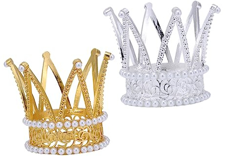 VALICLUD 2 Pièces Ornements De Couronne Pour Gâteau Tiare De Mariée Couronne De Bébé Être Décorations Mini Diadème Mariage Dessus D'or Briller Toppers Décoration De Diadème Alliage