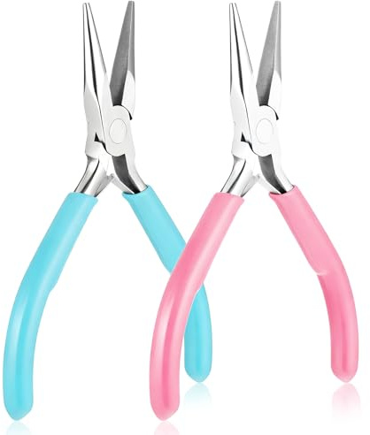 2 stycken smycketänger, spetstång liten platt tång liten tång smycken reparation set lång spetstång smyckestång pysselverktyg för pärlor smycken halsband reparation