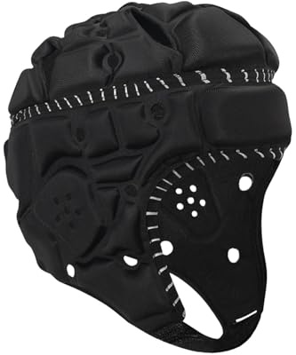 Ronyme Casco da Rugby per Bambini, Casco da Football, Protezione Regolabile, equipaggiamento Protettivo, Copricapo per Skateboard, Lanciatore, Football, Nero