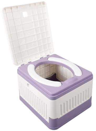 GARVALON Inodoro Plegable Portátil Asiento de Pvc Cojín, Tamaño Compacto, Contenedor de Orinal Multiusos para Viajes, Camping y Emergencias, Diseño Liviano para Adultos y Niños