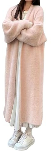 ZDJSWJ Long Cardigan Fuzzy Oversized Open Front Mohair Pull Femmes Soft Cozy Cardigan Chaud Coquette à la Mode
