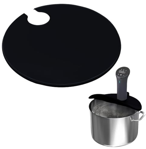 COYUN 1 pcs Sous Vide, apta para ollas de hasta 10,5 pulgadas, tapa Sous y Vide para cocinar sous y vídeo, tapa de silicona Sous Vide, para cocinar delicadamente, evita la evaporación del agua, negro