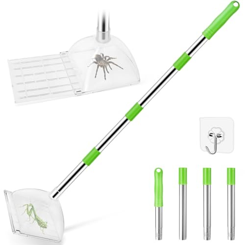 JONRRYIN Spindelfångare med långt handtag, beröringsfri insektsfångare, levande spindelfällare, extra lång kackerlackgrip, ultimat spindelfångare, säker fånga och frisläpp