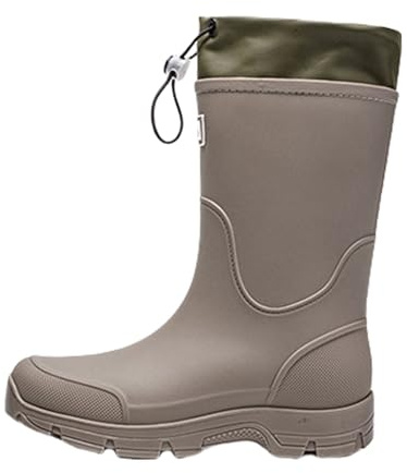 Generisch Bottes en caoutchouc doublées pour homme - Bottes de pêche - Imperméables - Minimalistes - Chaussures d'extérieur antidérapantes - Avec cordon de serrage - Bottes légères de transition