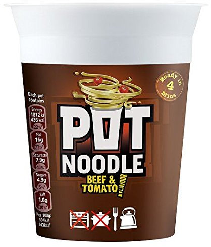 Pot Noodle Beef & Tomato Flavour - 90g - Pack of 2 (90g x 2)