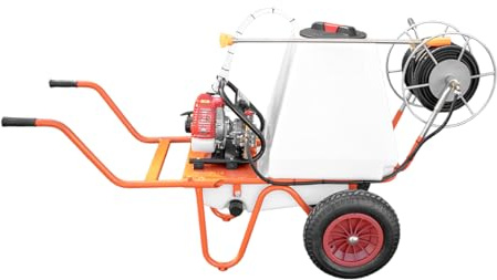 Carretilla sulfatadora de 2 Ruedas 26cc 100L con Manguera de 50 Metros y Lanza de 90 cm