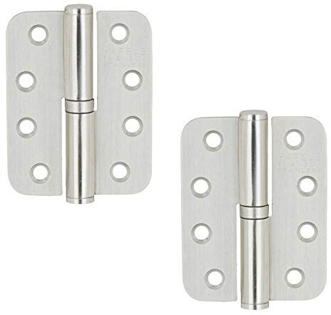 Aufschraubscharnier Edelstahl Aufschraubbänder für ungefälzte Innentüren - H10605 | Anschlag: DIN rechts | Renovierbänder mit Tragkraft bis 40 kg | 2 Stück - Tür-Scharnier für Zimmertüren & Tore