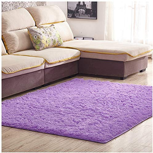 ZIXINGA Shaggy Teppich Kunstfell Hochflor Langflor Teppiche Wohnzimmer Matte Für Wohnzimmer Bettvorleger Schlafzimmer Helles Lila 60X120cm