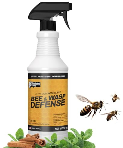 Exterminators Choice Bee Spray & Wasp Control - 32 Oz Aerosol - Natural Essential Oil Formula, Helps Keep Bees & Wasps Away in Patio, Garden & Yard, Safe for Kids & Pets