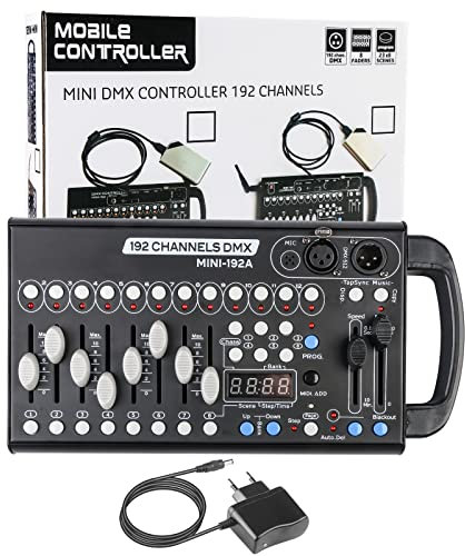 jindaaudio DMX Contrôleurs Professionnelle de Lumière Pour DJ Disco Light, 192 Canaux Mini DMX Controleur D'éclairage de Scène, DMX 512 Contrôleur de Lumière