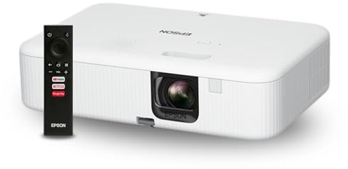 Epson EpiqVision Flex CO-FH02 Full HD 1080p Smart Streaming Portable Projector 3-Chip 3LCD, 3000 Lumen Color/White Brightness, Android TV, Bluetooth, 5W Speaker, Home Entertainment