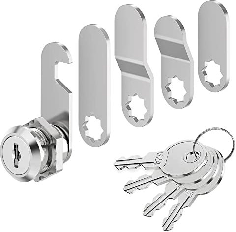 VOCIBO® Serrure de boîte aux lettres 4 clés, livré avec 5 plaques de verrouillage différentes, serrure de boîte aux lettres de 16 mm, serrure à levier pour boîtes aux lettres, portes d'armoire