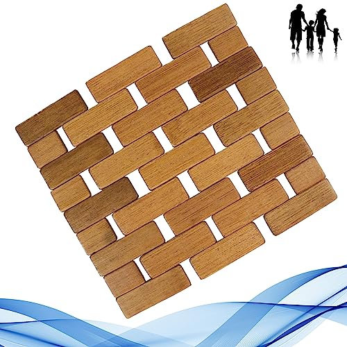 Sottopentola in legno di bambù, antiscivolo e resistente al calore. Sotto pentola in 100% Bamboo Naturale. Poggia pentole disponibili in varie forme e misure. (Quad. 18 x 18 Spaccamattone)