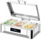 VFDZ 9L Chafing Dish Elettrico Acciaio Inox, Scaldavivande Elettrico Professionale con Regolazione Intelligente della Temperatura, Chafing Dish Buffet con Coperchio Visibile(B, 1/3 PAN)