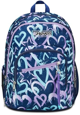 Seven Zaino Scuola Adavanced Detach, Viola Blu, Crystal Purple, Doppio Scomparto Con Tasca Staccabile Uso Zainetto, Tasca Porta PC, Tasca Porta Borraccia, Zaino Medie e Superiori, Bambina Ragazza