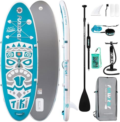 FunWater Sup Board Aufblasbare Stand Up Paddling Board (Kleinformat) Paddleboard mit Pumpe, Leine, Paddel, Rucksack für Kinder & Kleine Erwachsene