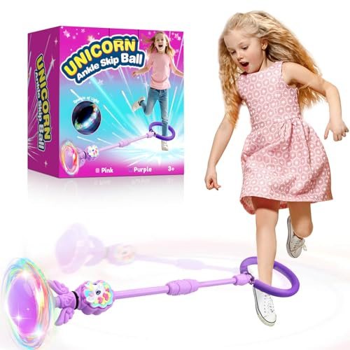 YOTOY Springring Fußkreisel Mädchen Kinder Einhorn Fußkreisel mit Lichtrad Sportgeräte für Kinder Mädchen ab 6 7 8 9 10 11 12 Jahre Spielzeug Junge Geschenk Geburtstag Spielsachen