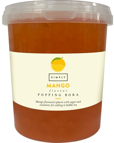 Simply Mango Popping Boba, Fruit Juice Flavoured Bursting Boba Pearls for Bubble Tea, Vegan & Halal Friendly, 870g