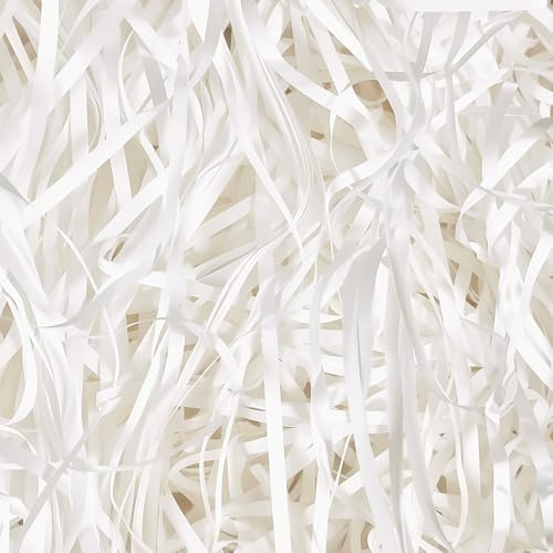 HXJDAM 500 g fyllningsmaterial gåva, strimlat papper för fyllning presentförpackning, fyllningsmaterial för paket, festival presentdekoration. Vit 500 g