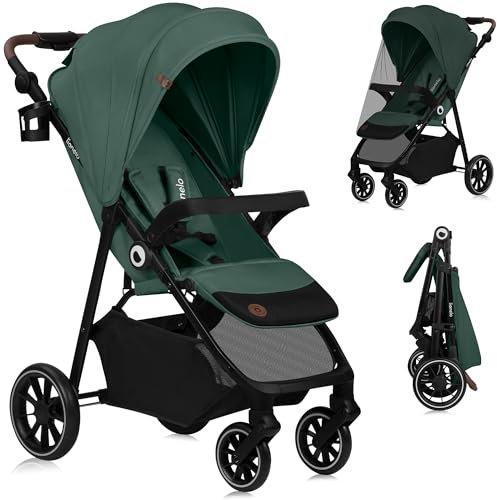 LIONELO EMMA ONE Buggy bis zu 22 kg von 6 m bis 4 Jahre Schwenkbare 360 Räder° Vollfederung Einhändig klappbar Verstellbare Rückenlehne und Fußstütze XXL-Verdeck UPF50+