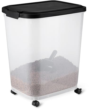 Amazon Basics Pet Food Storage Container, 15.8 kg,Transparent and Black