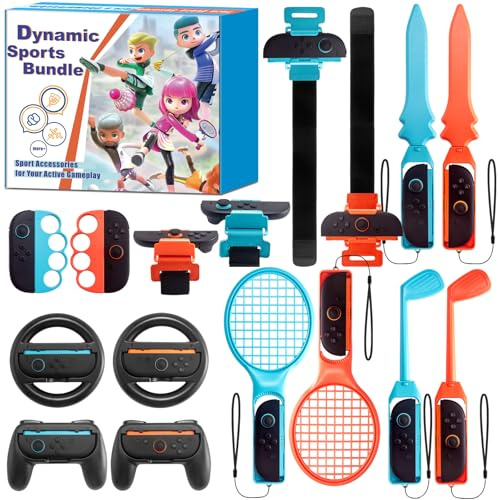 JoyHood 16 in 1 Switch 2 Sports Accessories Bundle for Joy-Con Controller, Family Accessories Kit Compatible with Switch 2 Sports Games for Kids & Adults