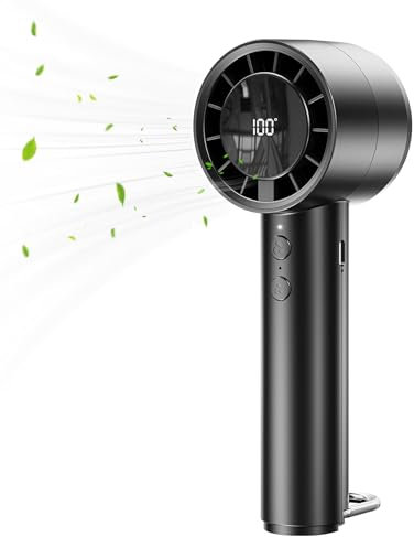 Mini Ventilateur Portable 3000 mAh - Rechargeable par USB 5 niveaux de vent, Indicateur de niveau de batterie LED et crochet en D, Mini ventilateur portable pour voyage, bureau (Noir)