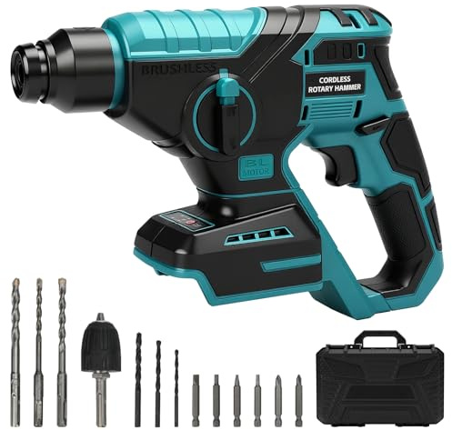 Kistrba Martello perforatore a batteria, 18 V, 2,5 Joule, 4700 IPM, 950 RPM, compatibile con batterie Makita 18 V, senza spazzole, 2 modalità